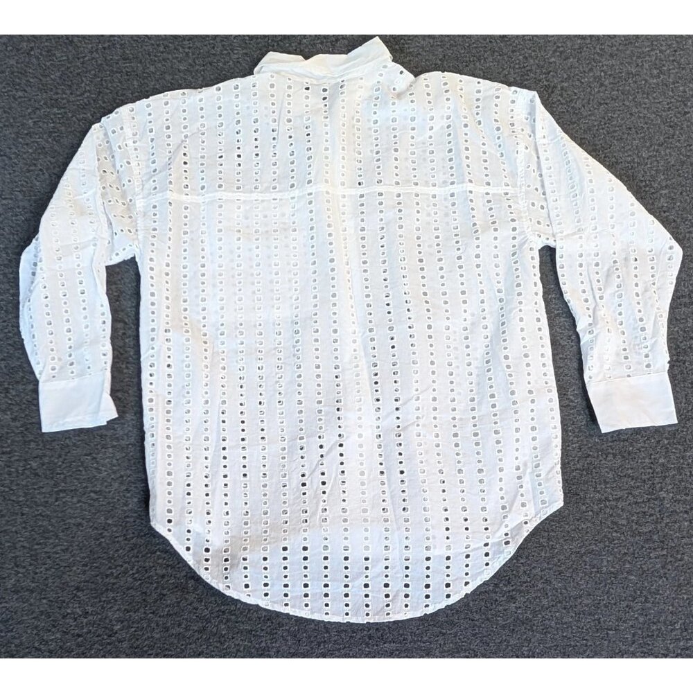 CALIA Women's Oversized Long Sleeve Button Down Swim Cover Up White Size XXS - Picture 7 of 7